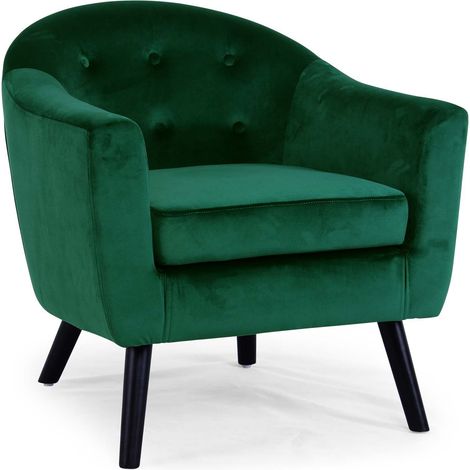 Cotecosy – Fauteuil convertible scandinave Savoy en velours vert – Dossier capitonné – Dimensions L75 x P73 x H75 cm – Assise H44,5 x P52 cm