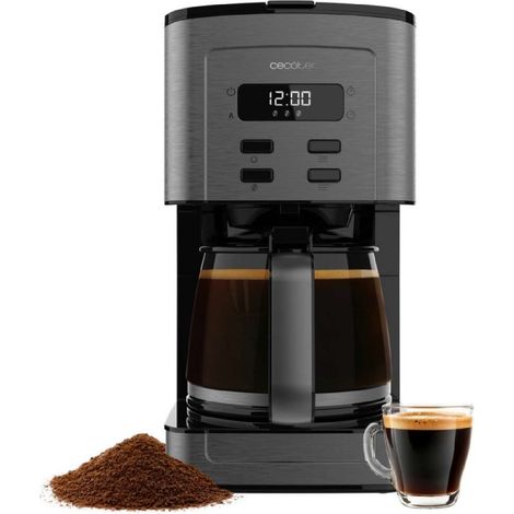 Cecotec Coffee 66 Time. Cafetière filtre digitale 12 tasses. 800 W, finitions en acier inoxydable, intensificateur d’arôme.