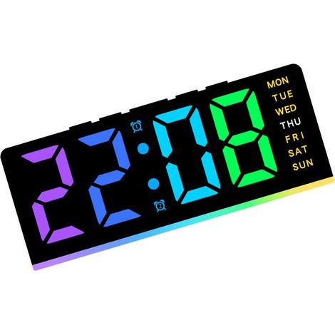 Sveglia silenziosa con cambio di colore, luce notturna multifunzionale con display LED luminoso, luce notturna da comodino, decorazione per la casa, luce notturna con orologio (1/5)