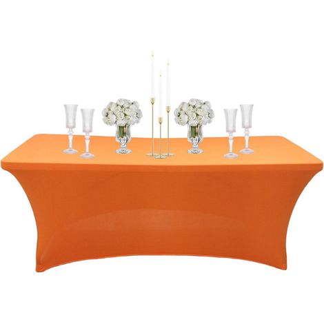 Housse de table élastique Orange 122 cm, lavable, imperméable, rectangulaire