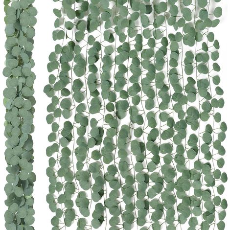 12 Pièces Eucalyptus Artificiel Plante 2M Guirlande Feuille Soie Douce 75 Eucalyptus Feuilles Liane Artificielle Centre de Table Noel pour Mariage Jardin Suspendu Décoration Murale (1/5)