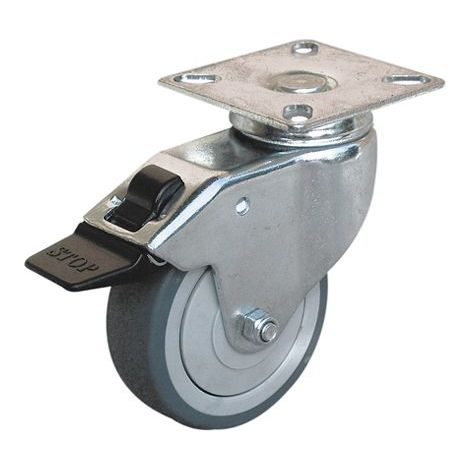 Roulette industrielle Pivotant avec frein Guitel Hervieu, Acier galvanisé, Ø 75mm, 50kg ( Prix pour 1 )