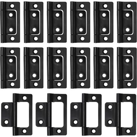Confezione da 16 piccole cerniere piatte per porte - cerniere pieghevoli e girevoli a 360°, adatte per porte, finestre e armadi in legno - 77 x 35 mm (nere)