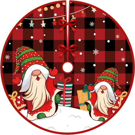 Jupe Arbre De Noël - Ronde - Rouge - Motif Père Noël - Pour Arbre De Noël Jusqu’à 240 Cm - Protection Aiguilles - 1 Pièce (1/5)