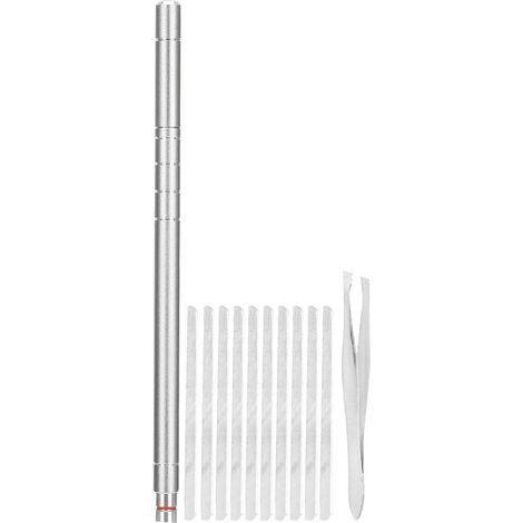 Stylo de Gravure de Cheveux, Acier Inoxydable Stylo de Gravure Cheveux Avec 10 Lames Et 1 Clip, Pour Les Coupes de Cheveux, Le Coiffage de La Barbe et la Mise en Forme des Sourbils(Argent) (1/5)