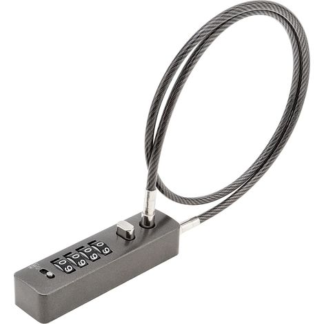 Lntyq Antivol à câble avec combinaison, câble en acier de 60 cm, serrure à combinaison à 4 chiffres avec code réinitialisable pour vélos, petites clôtures, classeurs, armoires, portes de (1/4)