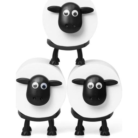 Lot de 3 porte-rouleaux de papier toilette mouton amusants - Distributeur de papier toilette original et autoportant (1/5)