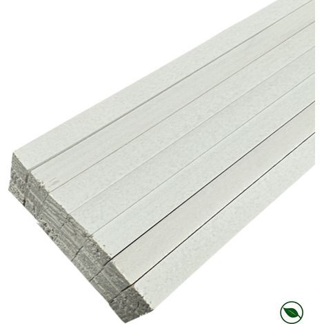 Lot de 21 tasseaux sapin du Nord prépeints blanc 2400 x 13 x 13 mm FSC (1/2)