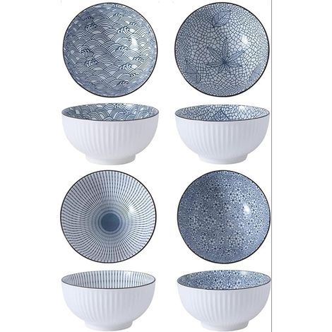 Bols Petit Dejeuner Ceramique de Céréale à soupe Ensemble pour Céréales Soupe Salade Snack 12cm Diamètre