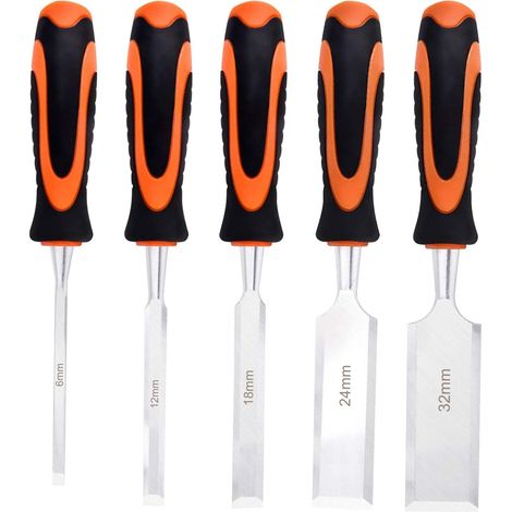 Couteau à Découper kit, 5 pièces : 6,12,18,24,32mm Outil de Menuiserie de Haute Qualité - Sculpture & Bricolage, outil à Main Couteau à Découper Outil Ciseau à Sculpture sur Bois (1/5)