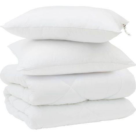 Ensemble couette et oreiller d'hiver (3 pièces), microfibre blanche (1/5)