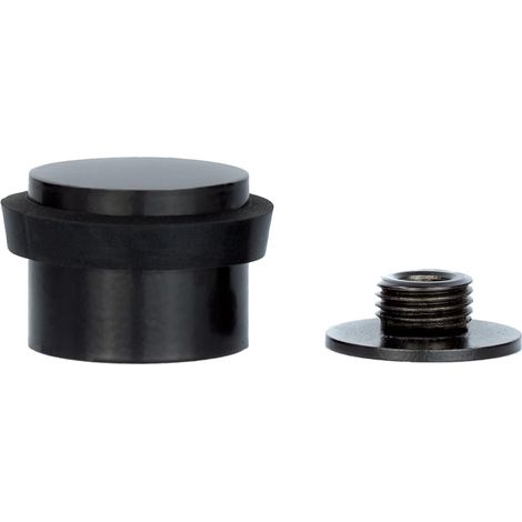 Butée De Porte Adhésive 28 x 20 mm Base filetée Caoutchouc Noir Acier inoxydable Laqué Noir Outils Vis + Cheville De Fixation Compris Mod. I-191/24x19-B-DUAL-NG (1/5)