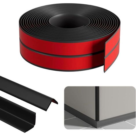 Plinthes murales autocollantes, 2 cm x 2 cm x 4 m, éclisse autocollante, PVC, protection des bords autocollante, plinthe d’angle flexible autocollante pour portes, fenêtres, murs (1/5)