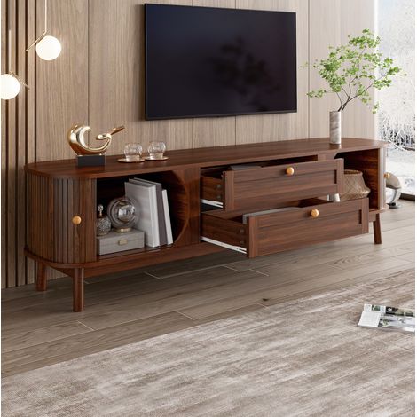 CHICFURN Mueble TV 170 x 39,5 x 46 cm de MDF color nogal con puertas y cajones (1/5)