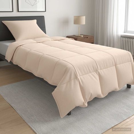 vidaXL Juego de Edredón 2 uds. 137 x 200 cm Invierno 350 gsm Beige (1/5)