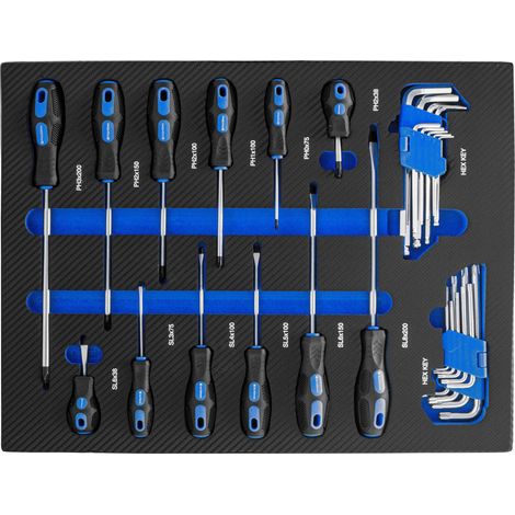Módulo de Destornilladores planos y estrella y llaves en L torx y hexagonal - 14 Piezas