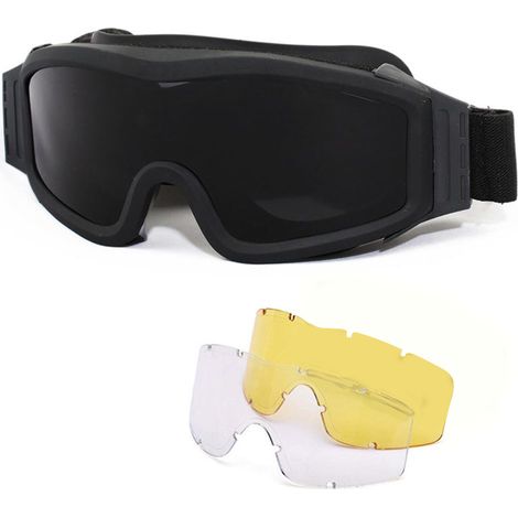 Lunettes de protection sport avec 3 lentilles interchangeables pour cyclisme et VTT, vision nocturne et résistance aux chocs. (1/5)