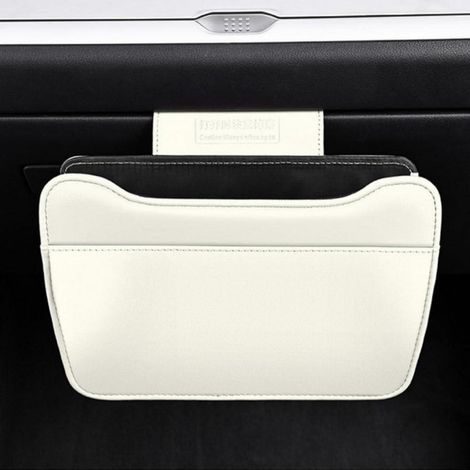 Auto Mülleimer Leder Beifahrer Handschuhfach Hänge Organizer faltbar wasserdicht Beige (1/4)