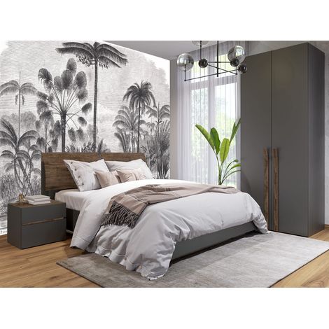 Papier Peint Panoramique Foret Soie, 300  210 Papier Peint 3D Tropical Jungle Noir et Blanc Cocotier, Décoration pour Chambre, Salon, Enfant Poster Mural (1/5)