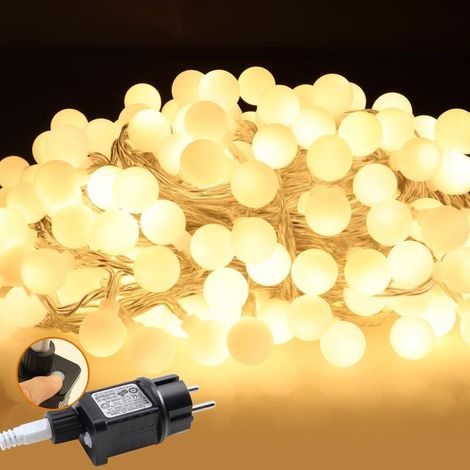 Warmweiße Lichterkette (20 m) mit 200 LEDs, für den Innen- und Außenbereich geeignet, 8 Leuchtmodi, Timer, Schutzart IP44, ideal zur Dekoration von Gärten, Terrassen und Balkonen. (1/5)