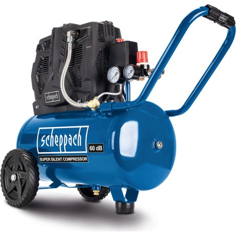 Scheppach Compresseur bicylindre super silencieux HC25Si - 1100 W - Cuve 24 L - Pression 8 bar - Sans huile - Admission d'air 230 L/min - Raccords rapides - Facile de transport