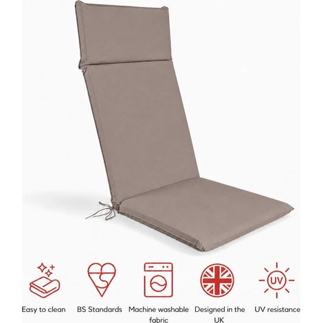 SP High Back Recliner Pad Taupe - L116 x W49 x H6 cm