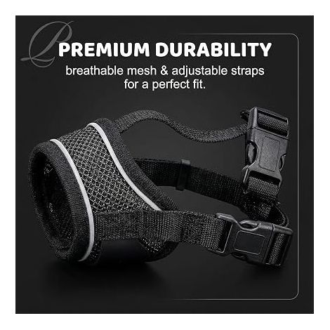 Museliere Petit Chien, Museliere Anti Aboiement, Museau Nylon Souple et Respirant, Réglable pour Entraînement et Sécurité, Protection contre Morsures, Accessoire pour Animaux, Taille S, Noir (1/4)