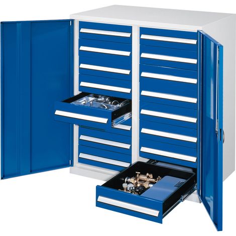 Kappes Schwerlast-Beistellschränke mit Mitteltrennwand 1110x1000x600mm Vollblechtüren Modell 72 enzianblau