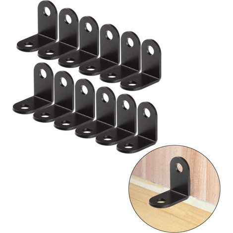20 Stück 90-Grad-Winkelwinkel, 26 x 26 mm, Winkelwinkel, Stahl-Eckstreben, Eckwinkel, schwarze Montagewinkel zur Möbelbefestigung (1/4)