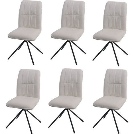 Set 6 sedie sala pranzo HHG-432, girevole posizionamento automatico, stoffa/tessuto ciniglia (340g/m²), avorio