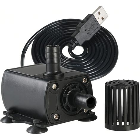 Pompe à eau miniature ultra-silencieuse sans balais USB DC5V 4,8W, étanche et submersible, pour fontaine et aquarium. Débit : 300 l/h, hauteur de refoulement : 300 cm. (1/5)
