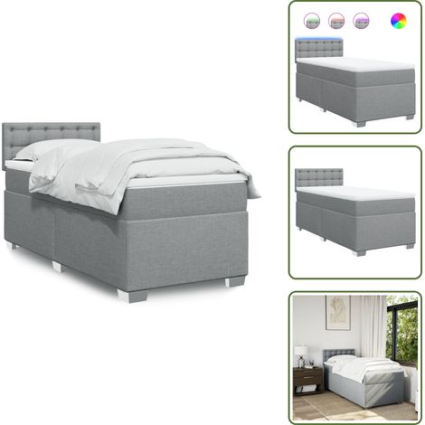 Boxspringbett mit Matratze Hellgrau 90x200 cm Stoff - Boxspringbett - Doppelbett - Bettgestell - Kopfteil - Hellgraues Bett (1/5)