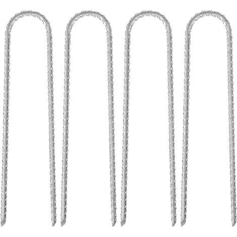 Piquet de Fixation, 4 Pièces 27cm Sardines de Fixation, 8mm Piquets de Fixation, Agrafe Toile Paillage, Piquets de Jardin Convient pour Fixation de Balançoires Tentes Clôtures (1/5)