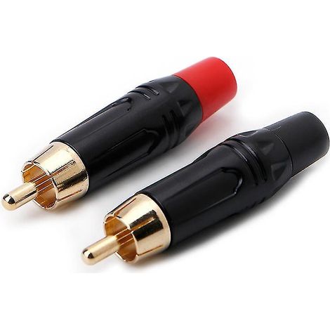 1 paire de connecteurs RCA mâles 5,5 mm plaqués or pour haut-parleur