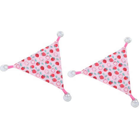 Lot de 2 hamacs triangulaires suspendus pour reptiles et dragons barbus, avec ventouses adhésives pour grimper, motif fraise rose, taille M. (1/5)