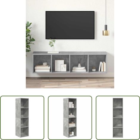Wandhalterung - TV-Wandschrank Betongrau 37x37x142,5 cm Holzwerkstoff (1/5)