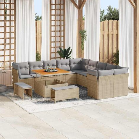 Gartensofa-set 13 pcs Beige Poly-Rattan