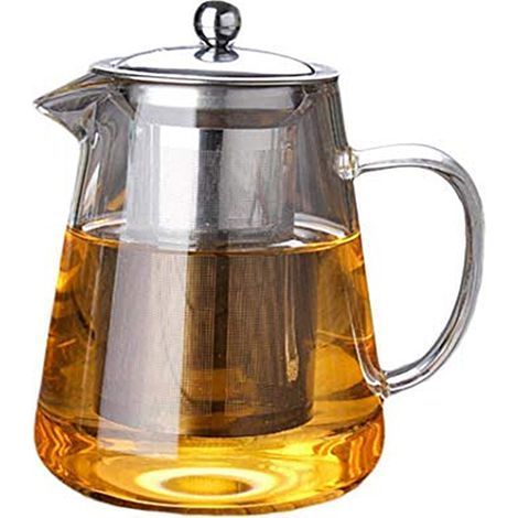 Théière en verre avec filtre inox amovible pour thé en vrac et fleurs (1/5)
