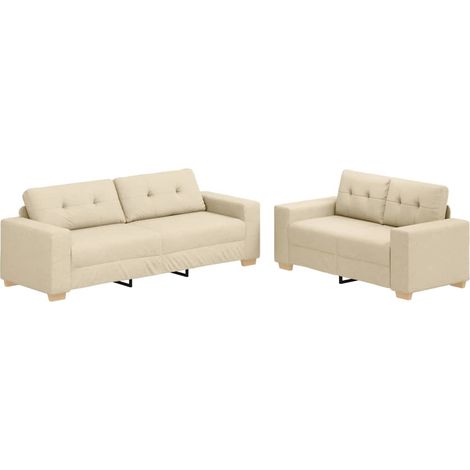Sofa 2 pcs Cream [Fabric]: Fabric vidaXL (1/5)