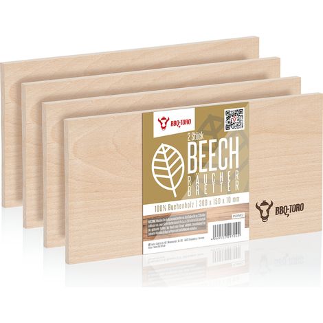 BBQ-Toro Tavola per affumicatura in 100% legno di faggio (4 pezzi)  30 x 15 x 1 cm  Grigliata