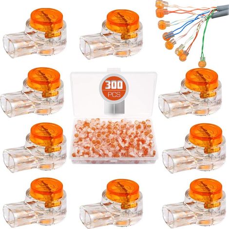 300pcs Connecteur Etanche, Bonne étanchéité -Connecteurs de CâBle Remplis des RéSines Colliers de Connexion Pour Jardin & ExtéRieur la Tondeuse à Gazon Robotique (1/5)