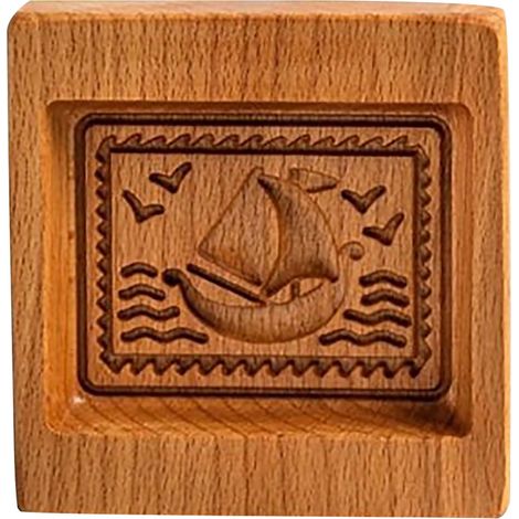 Emporte-pièce - Tampon à biscuits en bois - Motif rose de Provence - Pour pâtisserie, pâte à tarte, pâte à modeler - Diamètre 6,5 cm - Hauteur 4 cm - 1 pièce (1/3)