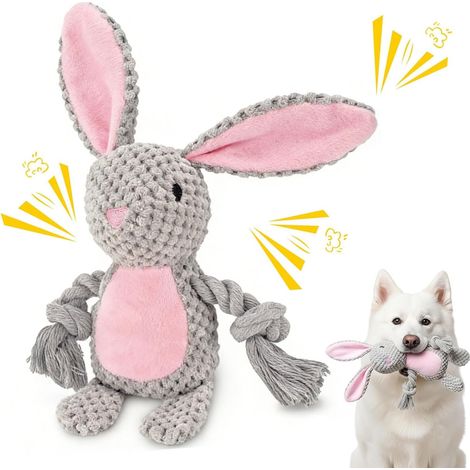 Jouet en peluche pour chien - Jouet couineur pour chien - Avec papier froissé - Jouet couineur interactif et stable - Pour chiots, petits et moyens chiens (1/5)