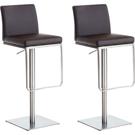 Lot de 2 tabourets de bar Panama recouverts de similicuir Marron Acier inoxydable (1/5)