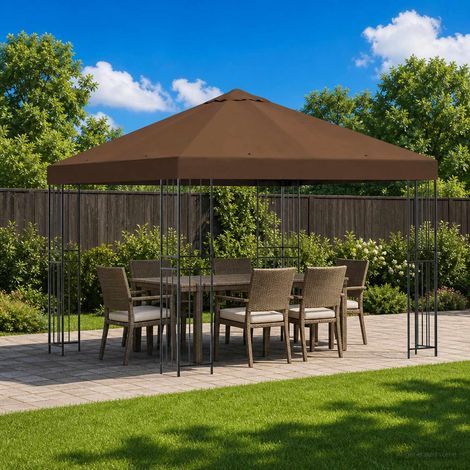 Teenpull – Pavillon 3 x 3 m Braun Polyester und Stahl 190 gsm (1/5)