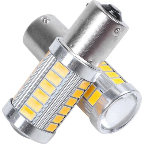 2 ampoules LED ambrées 1156PY BAU15S PY21W 33SMD pour clignotants de voiture Y-- (1/5)
