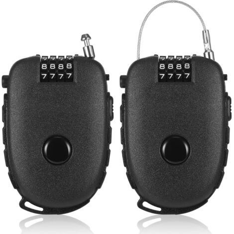 QORVA-Câble antivol 2 pièces, antirouille pour casque de moto, antivol de vélo flexible, antivol rétractable léger à 4 chiffres en acier inoxydable, 130 cm