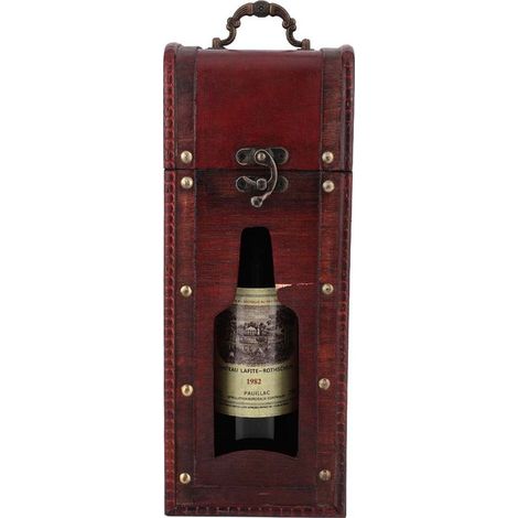 Coffret cadeau en bois vintage pour bouteille de vin rouge, portable avec poignée, boîte de rangement à vin individuelle (1/5)