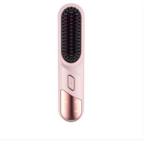 Brosse Lissante - Sans Fil - Ionique - Température Réglable - Pour Tous Types De Cheveux - Rose - 1 Pièce (1/3)