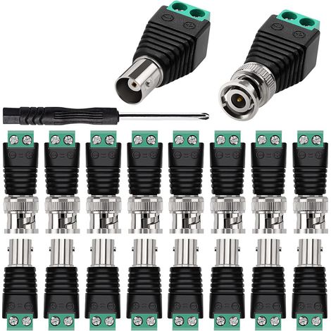 Paires BNC Video Balun Connecteur, Mâle Femelle Kit, Coaxiaux Cat5 Cat6 Vers BNC Sans Soudure, Pour Caméra de Surveillance CCTV, DVR, TV, Vidéo (1/5)